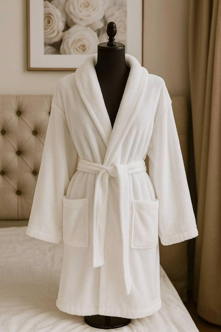 White Egyptian cotton terry bath robe