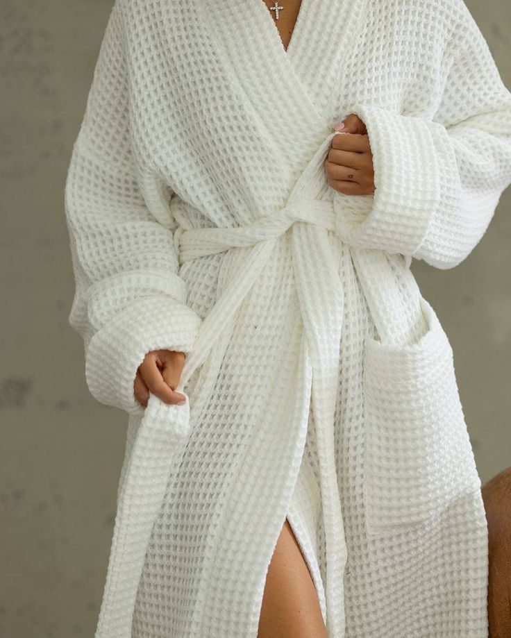 White waffle-weave robe